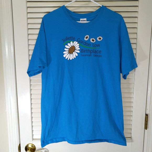 Juliette Gordon Low T Shirt Size Large Savannah Georgia Blue Girl Scout Founder - Picture 1 of 8